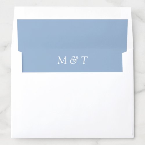 Simple Light Blue with White Monograms Wedding Envelope Liner