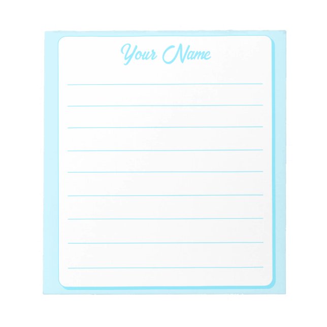 Simple Light Blue Your Name Lined Notepad (Front)
