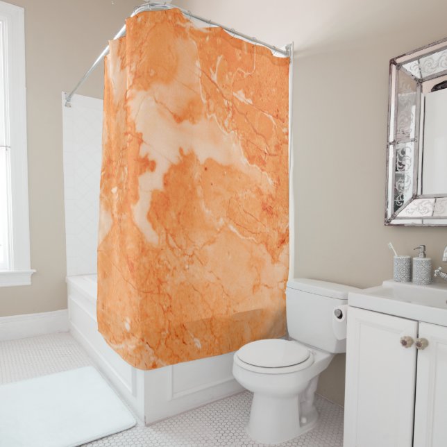 Simple Light Brown Marble Texture Shower Curtain (In Situ)
