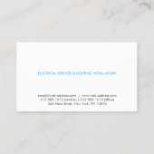 Simple Light Bulb Contrasting Text Electrician Business Card (Back)