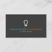 Simple Light Bulb Contrasting Text Electrician Business Card (Front)