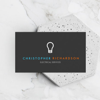 Simple Light Bulb Contrasting Text Electrician Business Card by 1201am at Zazzle