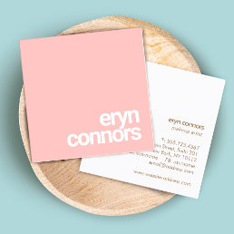 Simple Light Coral Pink Modern Typography Square Business Card