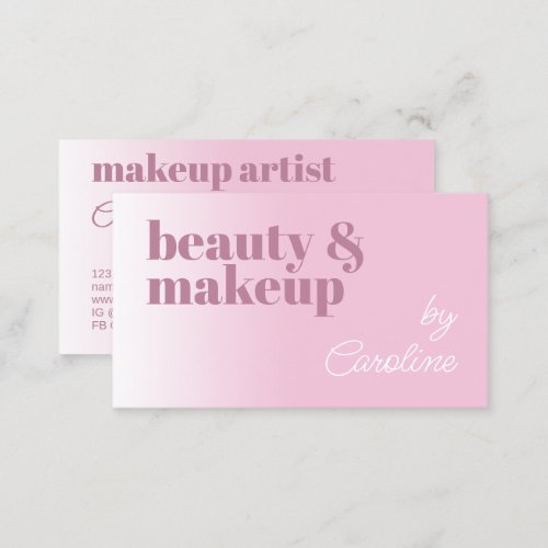 Simple Light Cotton Candy Pink White Calligraphy Business Card