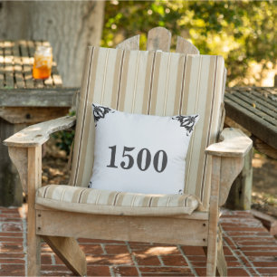 Simple Light Gray and Black House Number Outdoor Pillow