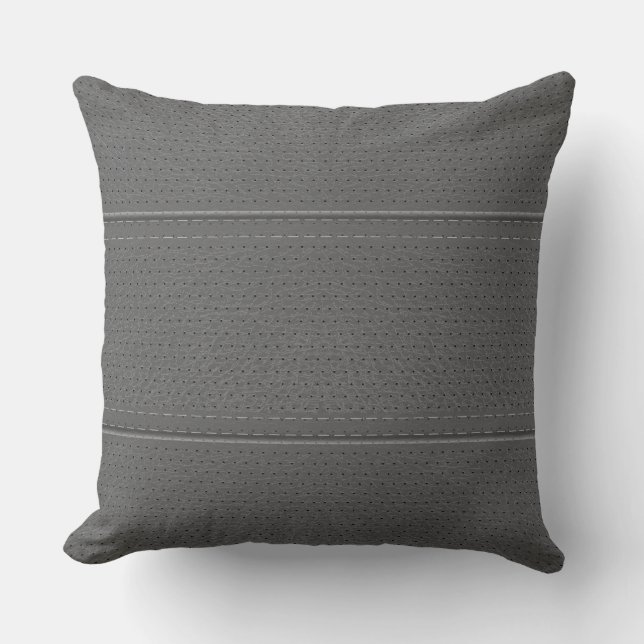 Simple Light gray Faux Leather Look Pattern Throw Pillow (Front)