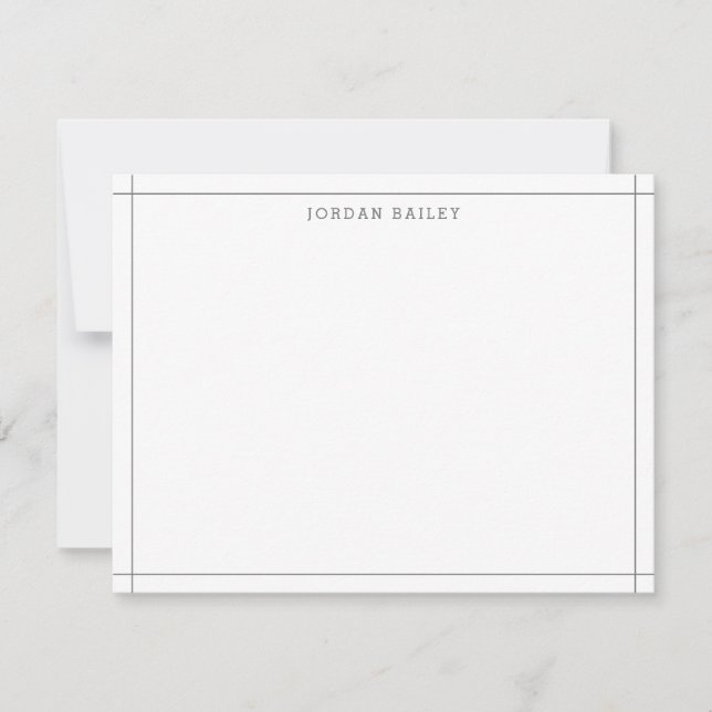 Simple Light Gray Geometric Modern Professional Note Card (Front)