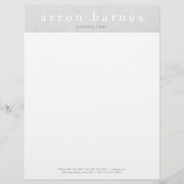 Simple Light Gray Modern Minimalist Designer Letterhead (Front)