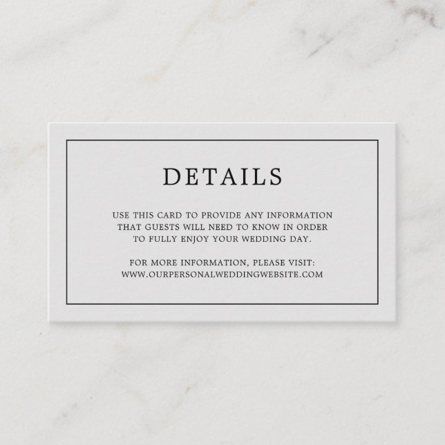 Simple Light Gray Monogram Elegant Wedding Enclosure Card (Front)