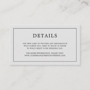 Simple Light Gray Monogram Elegant Wedding Enclosure Card