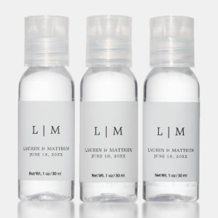 Simple Light Gray Monogram Elegant Wedding Hand Sanitizer