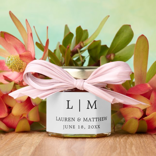 Simple Light Gray Monogram Elegant Wedding Honey Jar Favors (Insitu (Wedding))