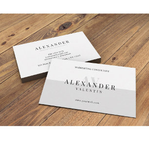 Simple Light Gray Monogram Professional Business Card