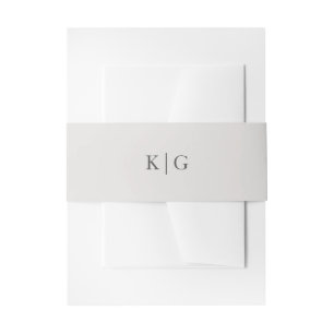 Simple Light Gray Monogram Wedding Invitation Belly Band