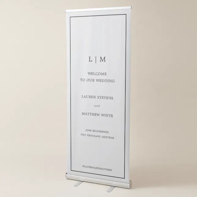 Gray Sign Template Simple Light Gray Monogram Wedding Welcome Sign | Zazzle
