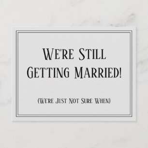 Simple Light Gray Postponed Wedding Update Notice Postcard