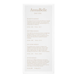 Simple  Light Gray Spa Salon Price List Menu