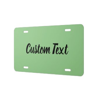 Simple Light Green And Black Script Text Template License Plate 