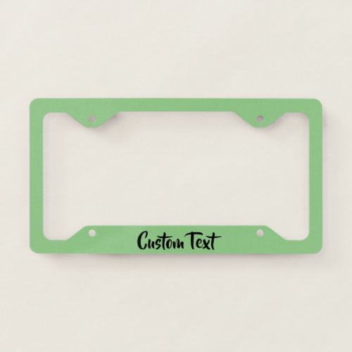 Simple Light Green and Black Script Text Template License Plate Frame