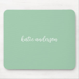 Simple Light Green Full Name Monogram Mouse Pad