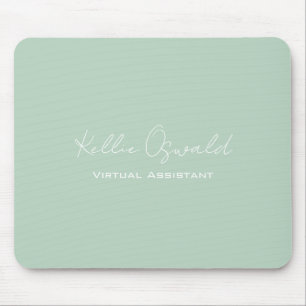 Simple Light Green Monogrammed Mouse Pad