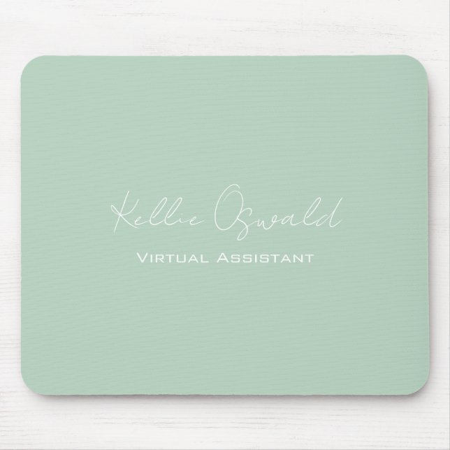 Simple Light Green Monogrammed Mouse Pad (Front)