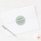 Simple light green script return address classic round sticker (Envelope)