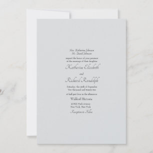 Simple Light Grey Formal Wedding One Venue Matte Invitation