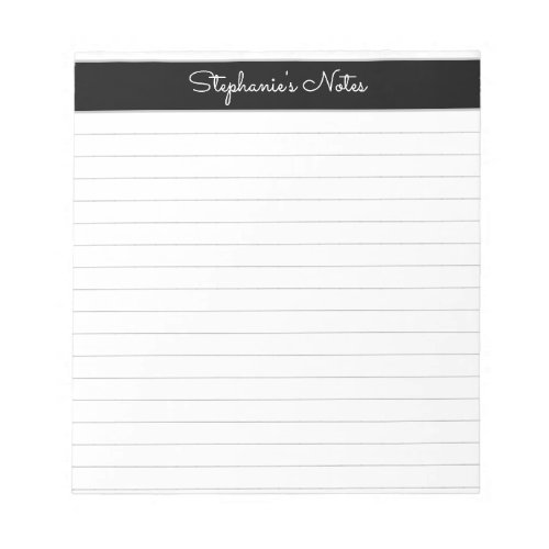 Simple Light Grey Lined Personalized  Notepad