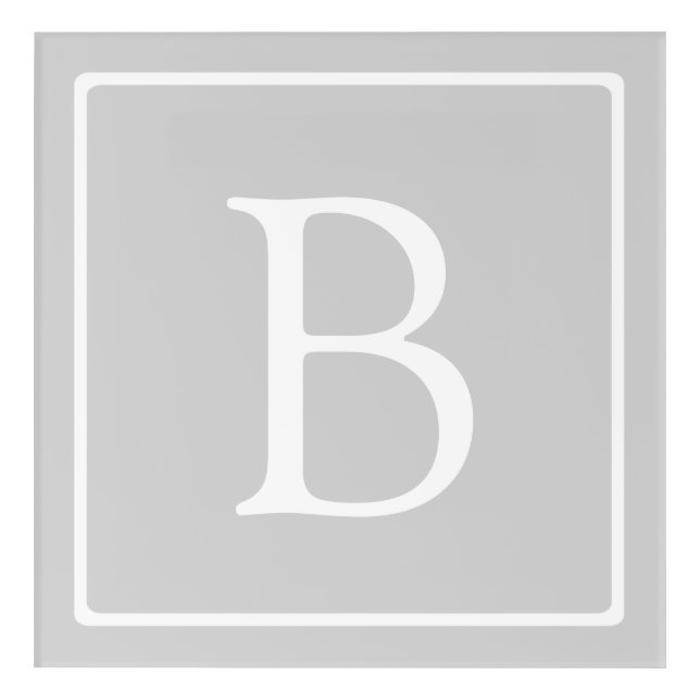Simple Light Grey Monogram Acrylic Print (Front)