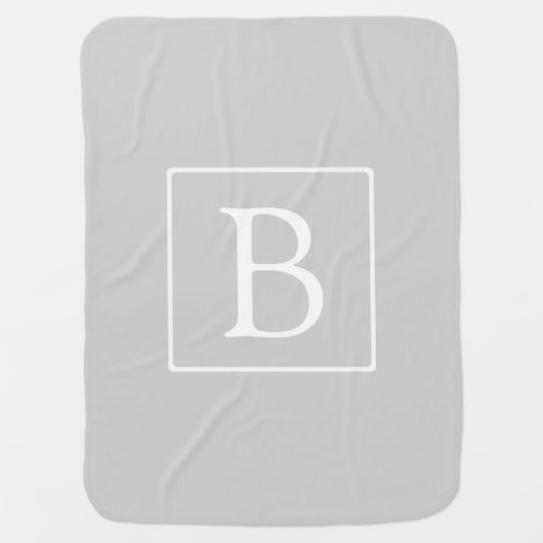 Simple Light Grey Monogram Baby Blanket