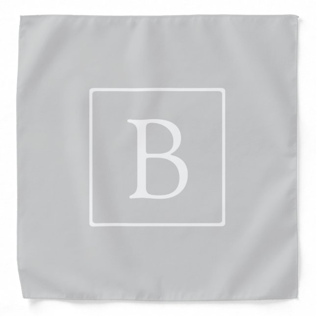 Simple Light Grey Monogram Bandana (Front)