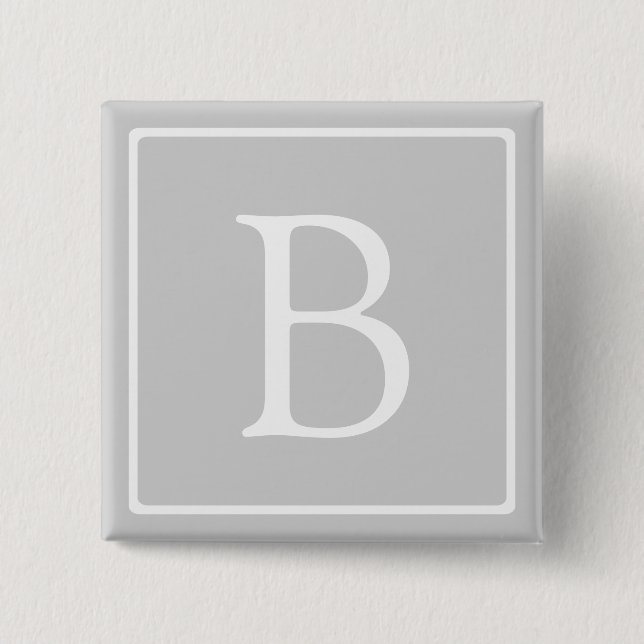 Simple Light Grey Monogram Button (Front)