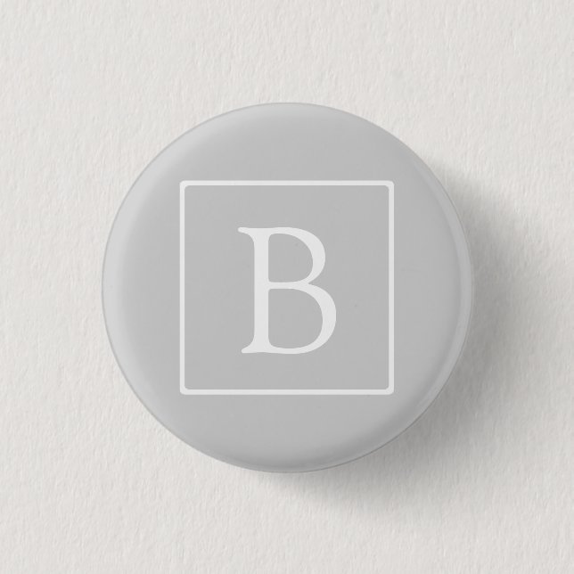 Simple Light Grey Monogram Button (Front)