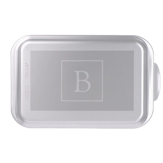 Simple Light Grey Monogram Cake Pan (Front)