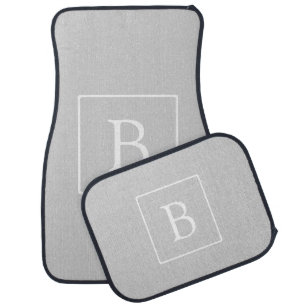 Simple Light Grey Monogram Car Floor Mat