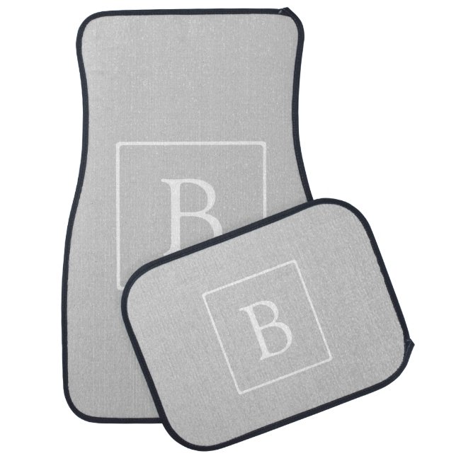 Simple Light Grey Monogram Car Floor Mat (Set)
