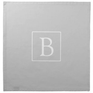 Simple Light Grey Monogram Cloth Napkin