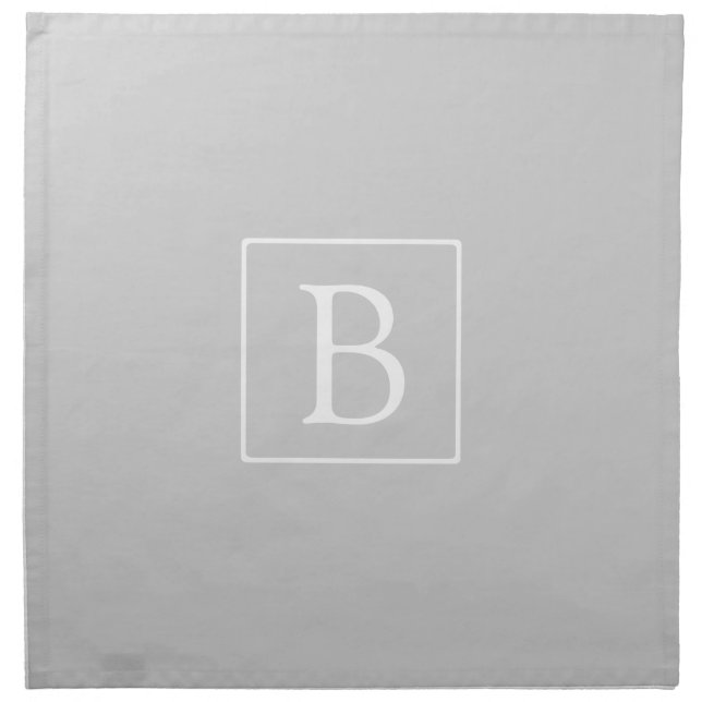 Simple Light Grey Monogram Cloth Napkin (Front)