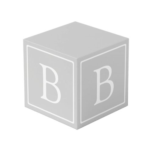 Simple Light Grey Monogram Cube