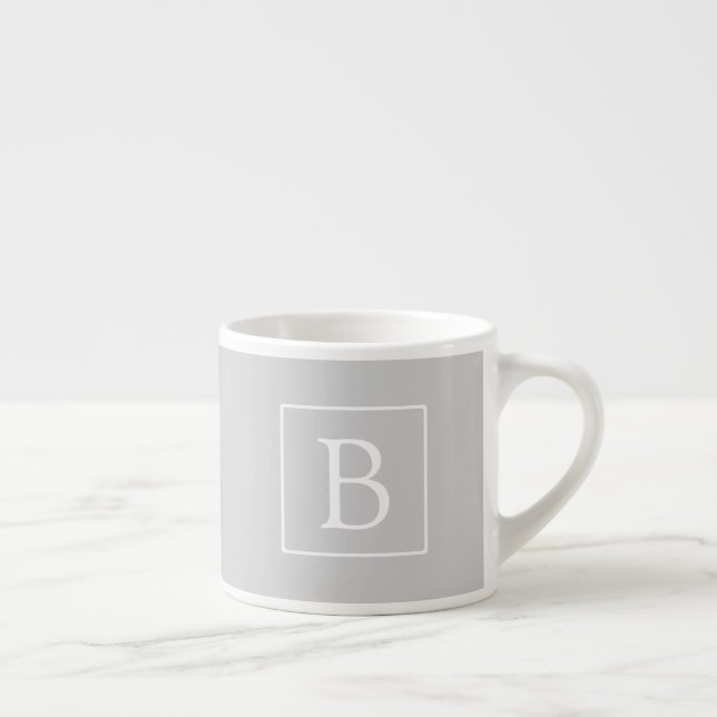 Simple Light Grey Monogram Espresso Cup (Right)