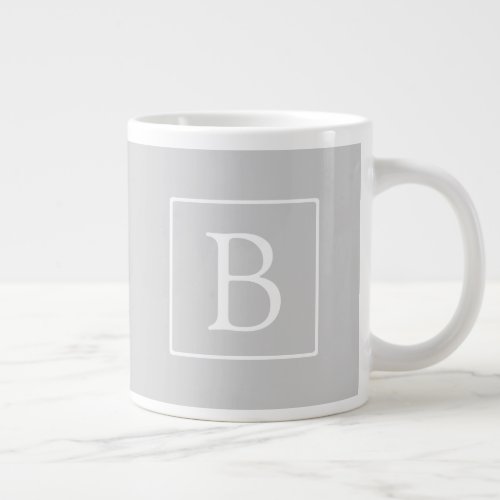 Simple Light Grey Monogram Giant Coffee Mug