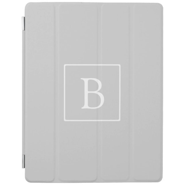 Simple Light Grey Monogram iPad Smart Cover (Front)