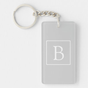 Simple Light Grey Monogram Keychain