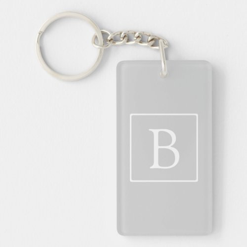 Simple Light Grey Monogram Keychain
