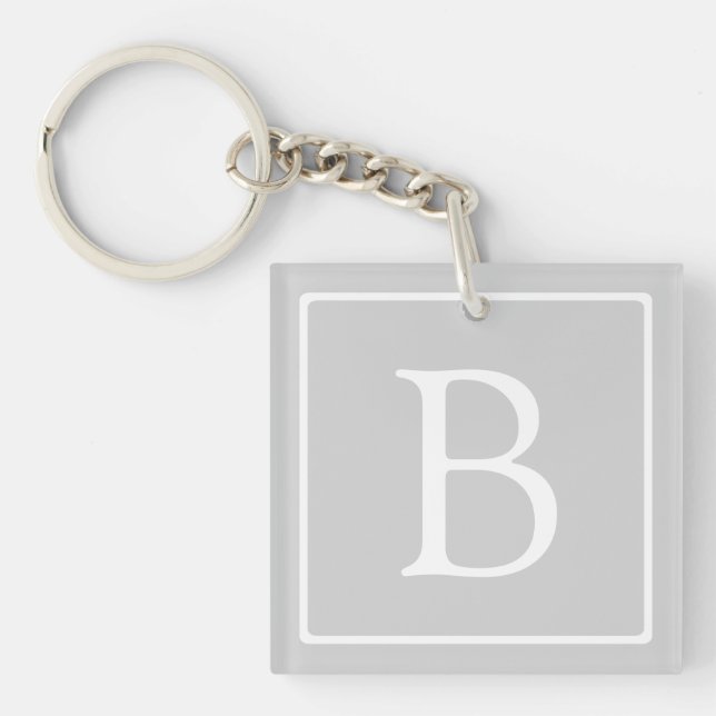 Simple Light Grey Monogram Keychain (Front)