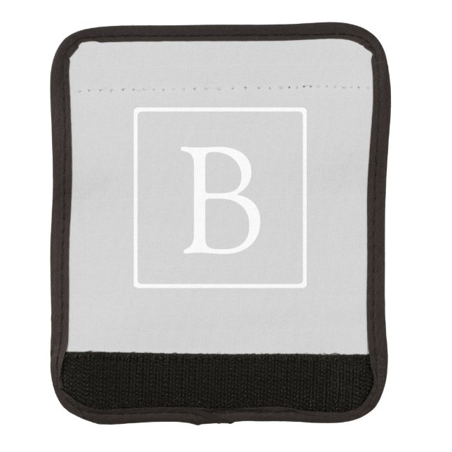 Simple Light Grey Monogram Luggage Handle Wrap (Front)
