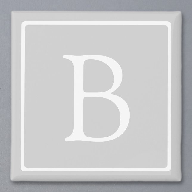 Simple Light Grey Monogram Magnet (Creator Uploaded)