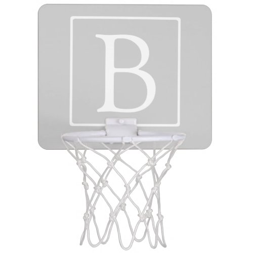 Simple Light Grey Monogram Mini Basketball Hoop