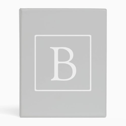 Simple Light Grey Monogram Mini Binder